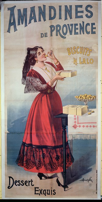 Poster Advertising Amandines de Provence, French Biscuits by Duzolle